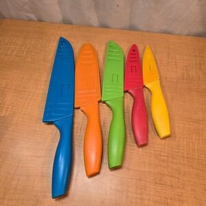 Colorful 5-piece set of Tomodachi Knives with Sheath Covers Hampton Forge LTD